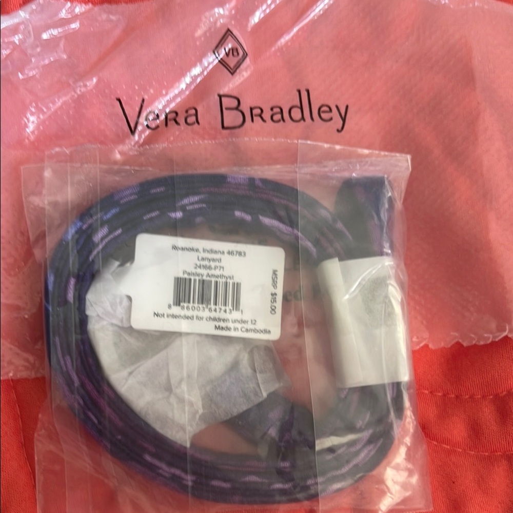 Vera Bradley Purple PAISLEY AMETHYST lanyard